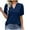 Dark Blue, variant on ECZHAW Women's Pleated Puff Sleeve Tops Summer V Neck Tunic Shirts Loose Curved Hem Blouses Dressy Casual