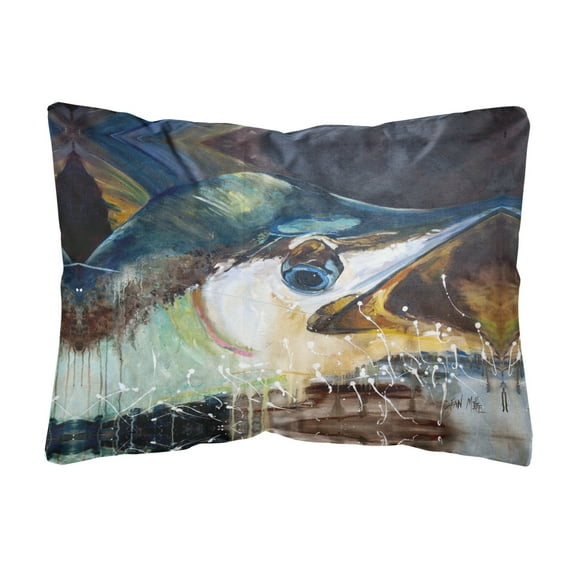 Carolines Treasures JMK1111PW1216 Blue Marlin Canvas Fabric Decorative Pillow  12H x16W multicolor