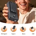 thumbnail image 4 of A 20000Mah Portable Power Bank Featuring an Integrated Cable, Three Output Ports, Two Input Ports, an LED Flashlight, And a Digital Display. It Supports 22.5W Fast Charging, 4 of 12