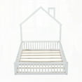 thumbnail image 4 of Wood Full Size House Platform Bed with Guardrail in White - Sturdy Pine Wood & MDF, 4 of 18