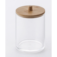thumbnail image 1 of Porte-Boule de Coton Distributeur Rond Boîte de Rangement Porte-Coton-Tige avec Couvercle en Bois, 1 of 1