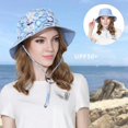 thumbnail image 4 of Sombrero de visera de algodón Sombrero de pescador de doble cara para padres e hijos Sombrero de ala grande transpirable de verano Sombrero de flor azul, 4 of 5