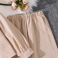 thumbnail image 6 of Girl's 2 Piece Casual Set Lapel Button Down Long Sleeve Shirts Elastic Waist Pockets Pants Loose Comfy Outfits (11-12 Years, Khaki), 6 of 8