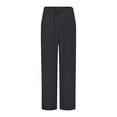 thumbnail image 4 of WILLBEST Pantalones Casuales elegantes para Mujer: Pantalones de Color Liso con Cintura con Cordón y Mezcla de Lino Plisado para Un Uso Diario Sin Esfuerzo. Chica, 4 of 6