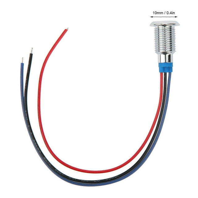4-Pack Pre-Wired Round Waterproof Bi-Color Common Anode LED Indicator Lights 10mm 1224V (Red & Blue)