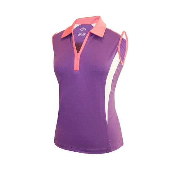 Monterey Club Women's Double Rotation Contrast Sleeveless Golf Polo Shirt #2271