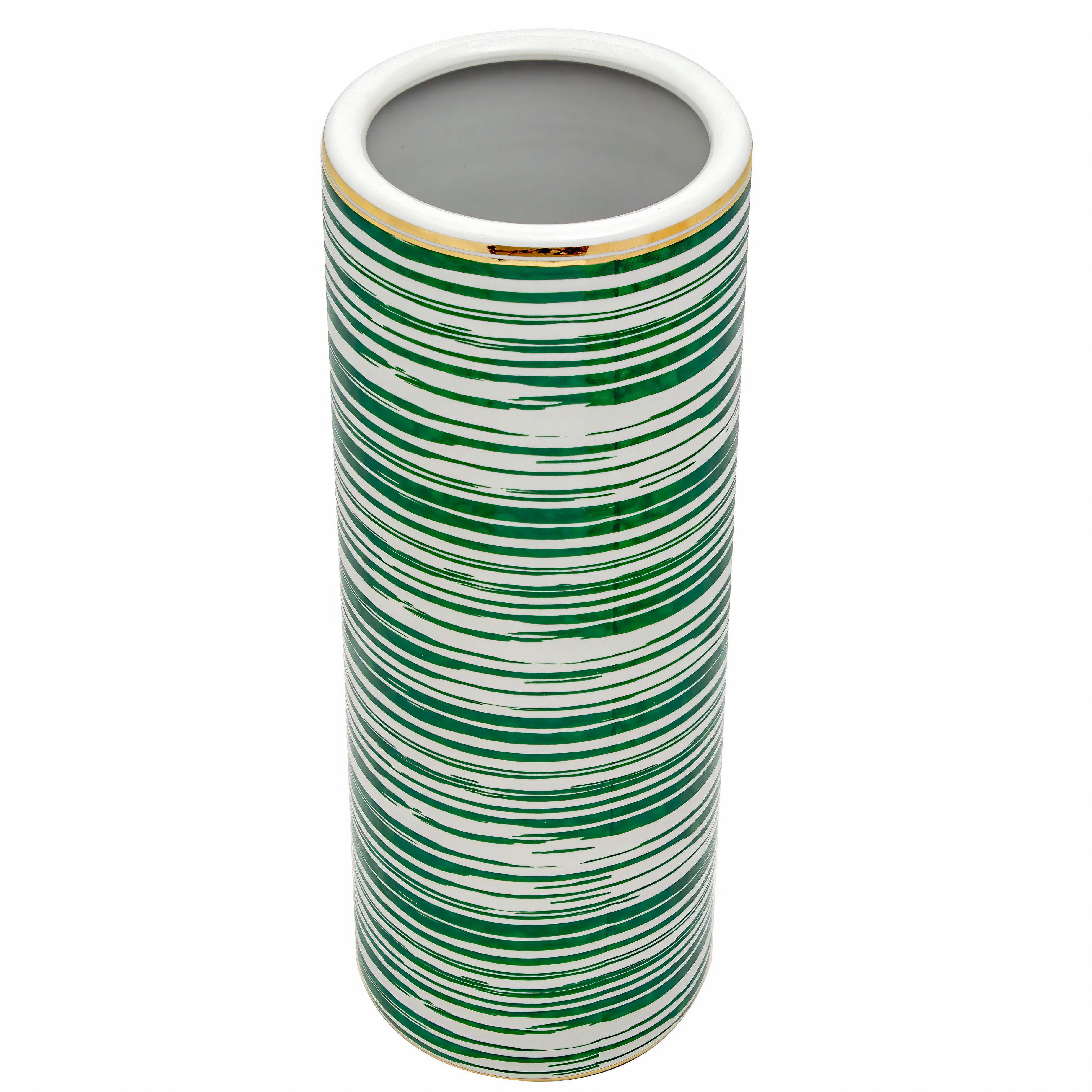 Red Lantern 24" Striped Green Umbrella Stand for Indoor Hallway