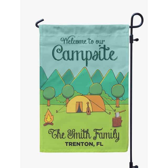 Printtoo Multicolor Welcome To Our Campsite Outdoor Camping Flags Personalized Outdoor GardenFlagsCamp Decor Accessory Double SidedFlags12.5x18 Inches