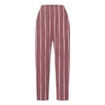 thumbnail image 4 of Hpapadks Casual Pants for Women Solid Color Straight Leg Stretch Striped Pant with Pocket Womens Slacks Pink S, 4 of 5