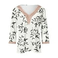 thumbnail image 4 of Dyegold Plus Size Tops For Women Floral Print Lace Trim V Neck 3/4 Sleeve Shirts Dressy Casual Loose Fit Blouses Vintage Tee, 4 of 5