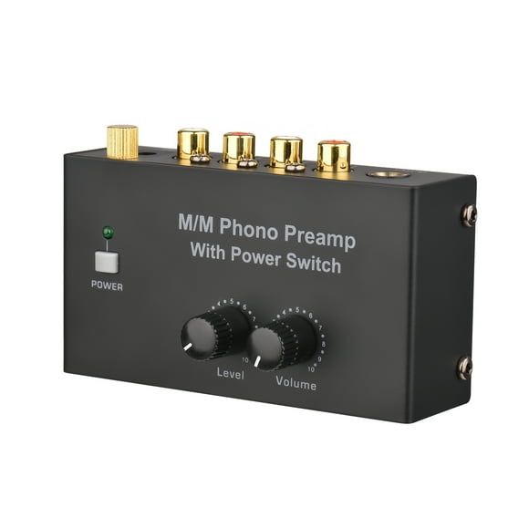 Arealer M/M Phono Preamp with Power Switch Ultra-compact Preamplifier with Level & Control RCA Input & Output 1/4 Inch TRS Output Interface