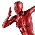 thumbnail image 3 of Metallic Red Wall Sculpture running  13" Woman, 3 of 4