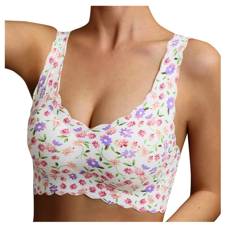 Dtydtpe bras for women 2PC Women's Plus-Size Print Unblemished With Ice  Silk Floral Bra Underwear bras for women no underwire H 