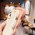 thumbnail image 4 of Compatible with iPhone 12 Solid Beige Color Case, Cute Aesthetic Curly Wave Frame Design, Slim Soft Full Camera Protection Phone Cover for Women Girls, 4 of 8