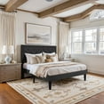 thumbnail image 2 of Amolife Queen Bed Frame with Adjustable Headboard, Fabric Upholstered Platform Bed, No Box Spring Required, Black, 2 of 8