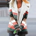 thumbnail image 2 of Womens Loose Fuzzy Fleece Gradient Lapel Single Breasted Buttons Jacket Hooded Coat, 2 of 6