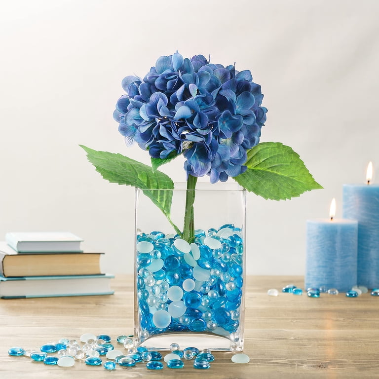 Hilitchi Light Blue Glass Stones | 1lb Bag Vase Filler & Aquarium Gravel | Smooth Decorative Gems