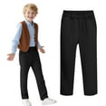thumbnail image 2 of Guluxicc Kids Girls Boys School Uniform Pants Elastic Waist Flat Front Pants Twill Chino Trousers Straight Leg Pull-On Pant, 2 of 7