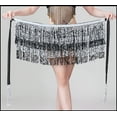 thumbnail image 2 of Sequined Fringed 4-Layers Drawstring Closure Belly Dance Waist Chain Skirt Hip Scarf Latin Skirt,blacksilver, 2 of 3