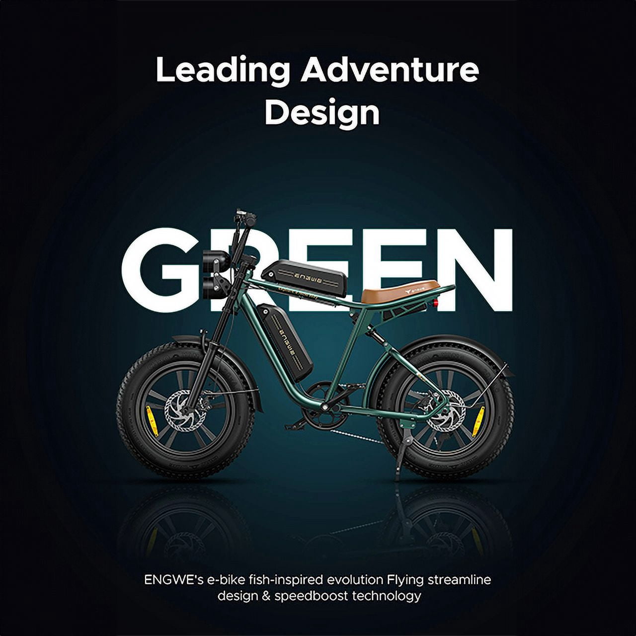 ENGWE M20 1000W Electric Bike for Adults,28mph Moped 20'' Fat Tire E-Mountain bike 48V13A,UL2849,Green