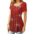 thumbnail image 3 of Dewadbow Women Summer Floral V Neck Tops Tee Loose Baggy T Tunic T Shirts, 3 of 6