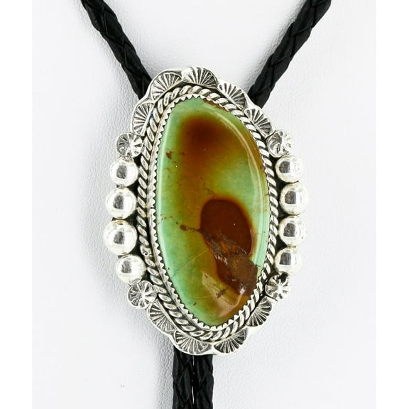 Handmade Certified Authentic Navajo .925 Sterling Silver Natural Turquoise Native American Bolo Tie