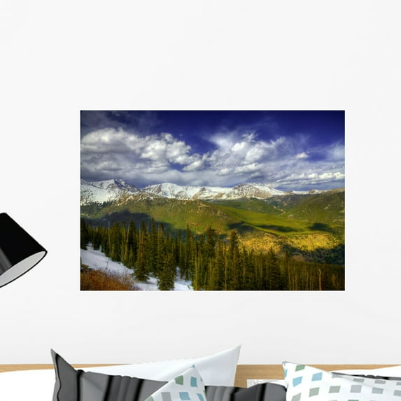Rocky Mountain Snow Scene Wall Mural by Wallmonkeys Peel and Stick Graphic (24 in W x 16 in H) WM99024