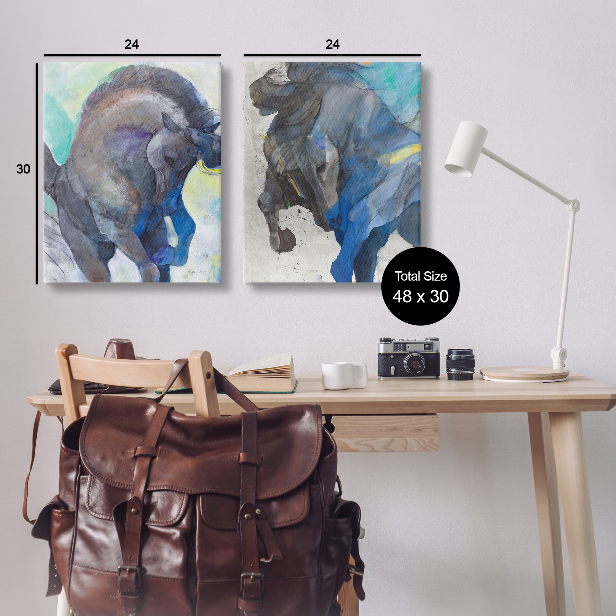 Stupell Industries Bucking Horse Joyful Play Animals Painting Wrapped Canvas Art Print Wall Art, 24 x 30, Set of 2