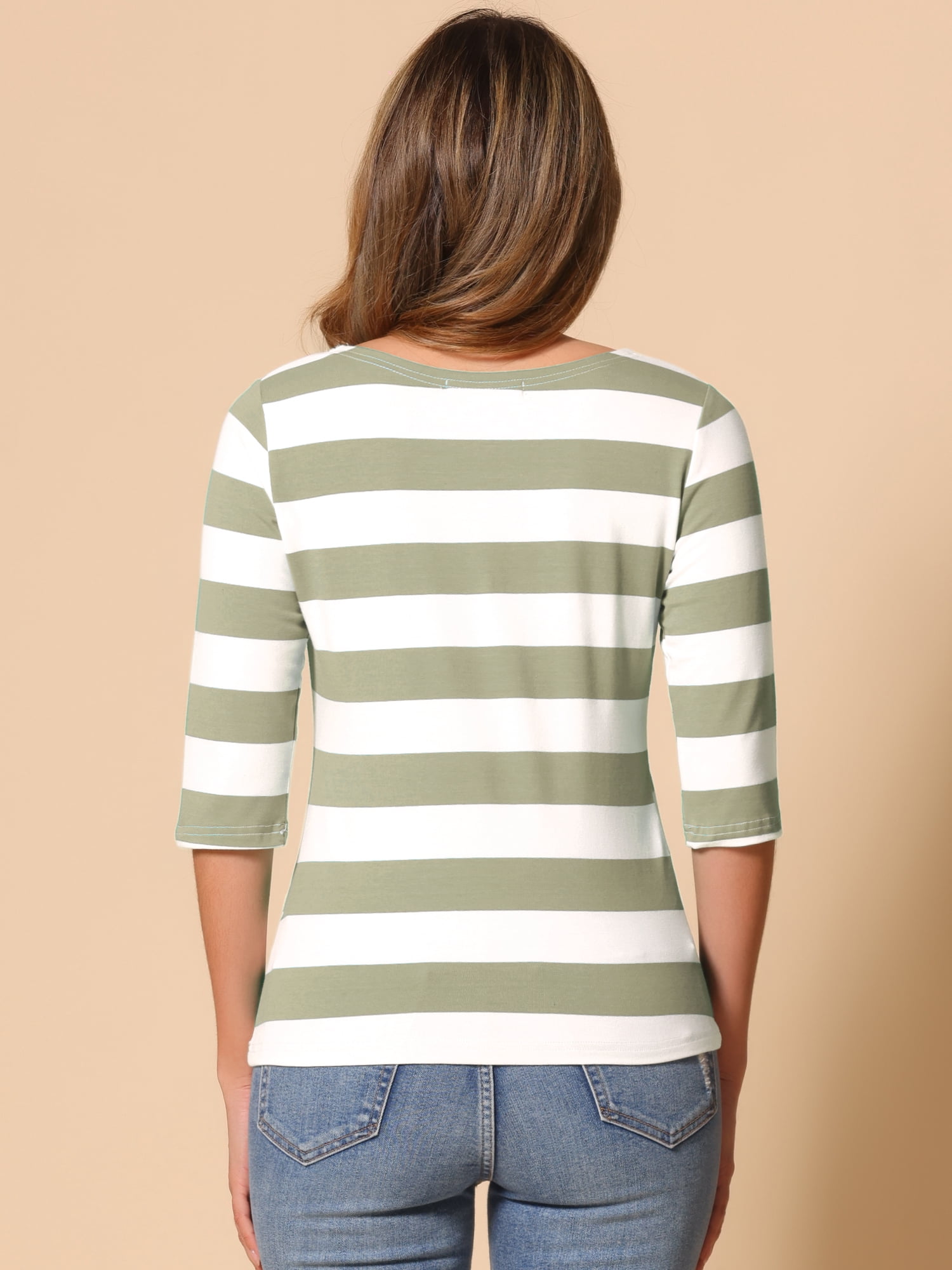 DARING DIVA Women's Halloween Costume Boat Neck Top T-Shirts L Bean Green White