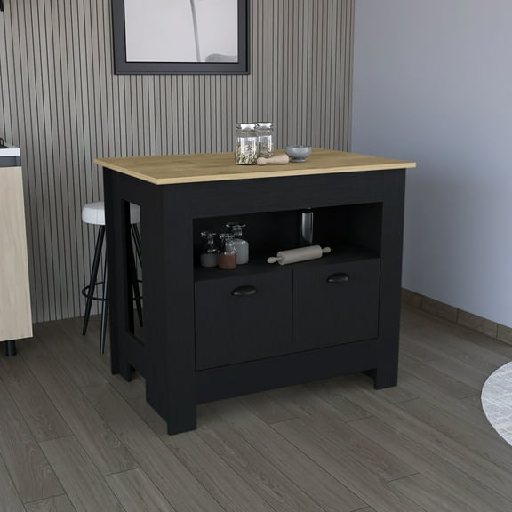 Multicolor Kitchen Island With Cabinet And Shelf - 27.5"d X 35.3"h 40.5"w Rectangular Storage