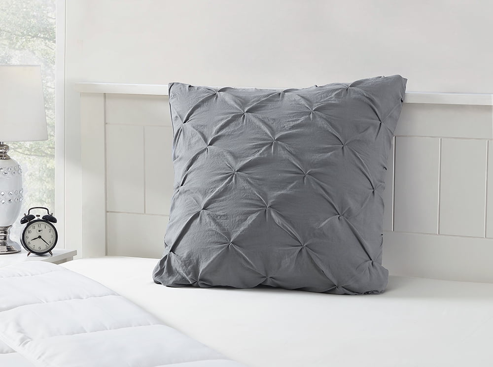 Mainstays Grey Pintuck Diamond Pleat Microfiber Sham, Euro Sham