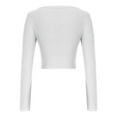 thumbnail image 6 of Women's Long Sleeve Square Neck Crop Top Knitted Slim Fitted Shirts Y2k Trendy Basic Blouse Solid Color Casual Fall Clothes (White 2XL), 6 of 6