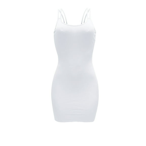 Wycnly Formal Dresses for Women Night Club Sexy Camisole Basic Bodycon Knitted Mini Dress Crewneck Sleeveless Solid 2024 Summer Short Dresses White s Clothes
