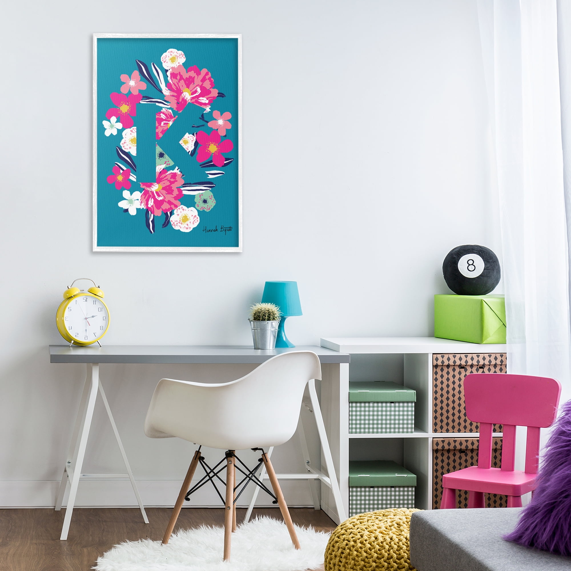 Stupell Industries Floral Bloom Letter K Botanical & Floral Painting White Framed Art Print Wall Art, 20 x 30