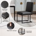 thumbnail image 3 of Faux Leather Mid Century Modern Dining Chair Set of 4, Upholstered Padded Dining Chairs Armless Accent Chair with Black Metal Frame for Dining Room/Living Room/Kitchen/Office, Dark Grey, 3 of 8