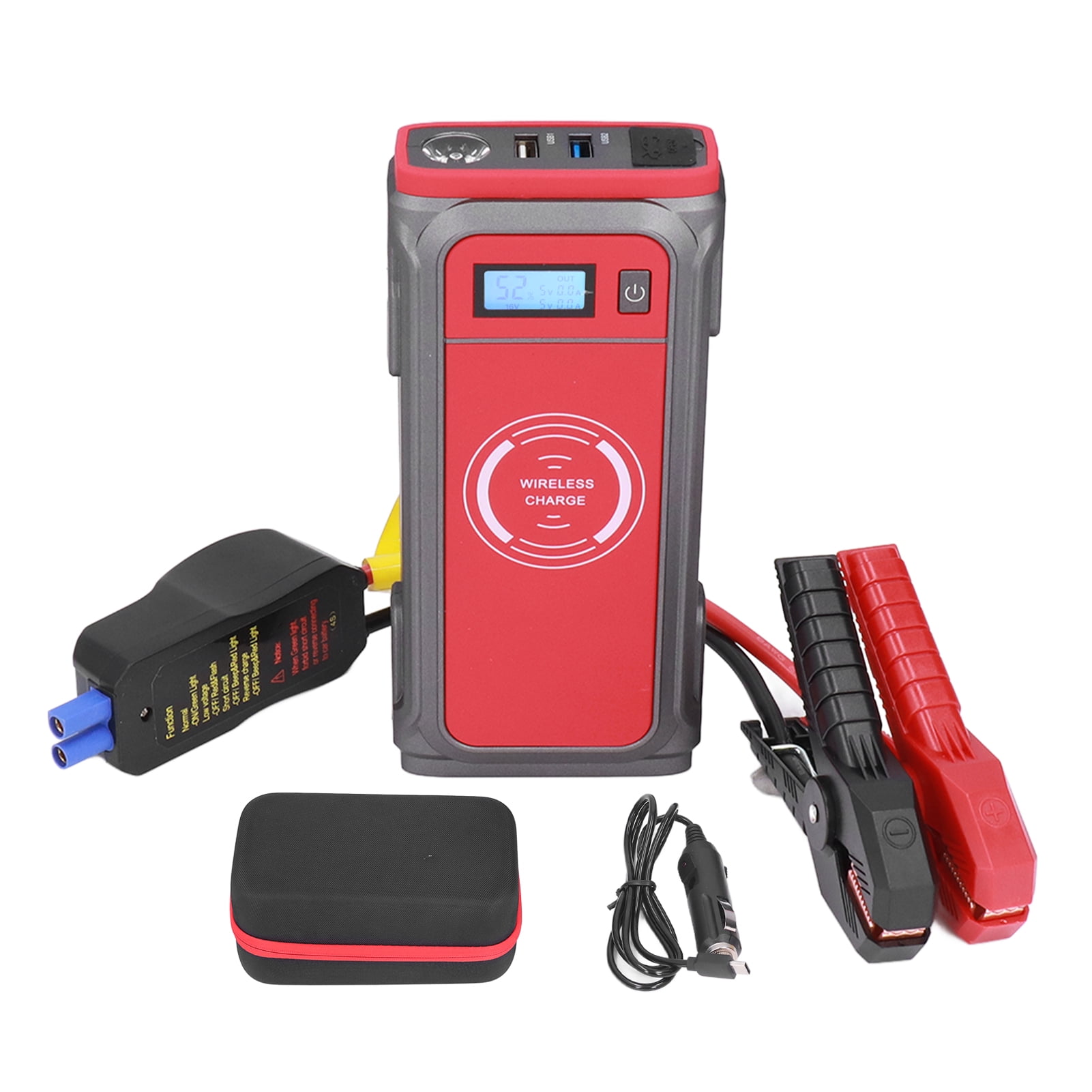 32800mAh Car Emergency Jump Starter 850A Dual USB with Wireless Charger Universal for 12V Diesel Gasoline