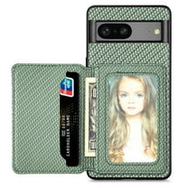 Case for Google Pixel 6,Decase Premium Fabric Hybrid Wallet Phone Cover RFID Blocking Card Slots Holder Shockproof Anti-Scratch Support Magnetic Car Mount - green