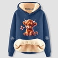 thumbnail image 2 of Telankuip Christmas Sherpa Lined Hoodies for Women Cute Highland Cow Graphic Print Oversized Warm Sweatshirts Long Sleeve Lined Comfort Soft Xmas Holiday Hooded Pullovers Navy XXXL, 2 of 3