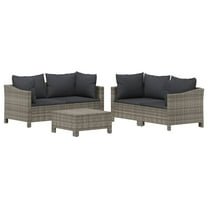 vidaXL 5 Piece Patio Lounge Set with Cushions Gray Poly Rattan