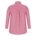 thumbnail image 5 of IROINNID On Sale Plus Size Shirts for Women Cotton Shirts for Women Comfortable Ladies Chiffon Long Sleeve V-Neck Lapel Solid Color Blouses Summer Tops,Hot Pink, 5 of 6