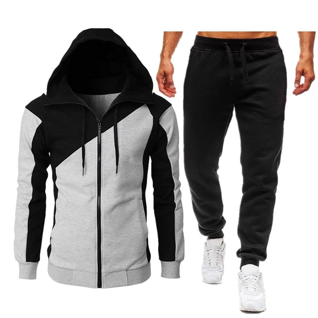 Cardigan à Capuche pour Hommes, Costume de Sport Décontracté – Chandail à Capuche Contrasté avec Cardigan Moderne
