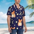 thumbnail image 2 of Lsque Corgi Lying With Moons And Stars pattern Hawaiian Shirt for Men, Unisex Summer Beach Casual Short Sleeve Button Down Shirts-Large, 2 of 9