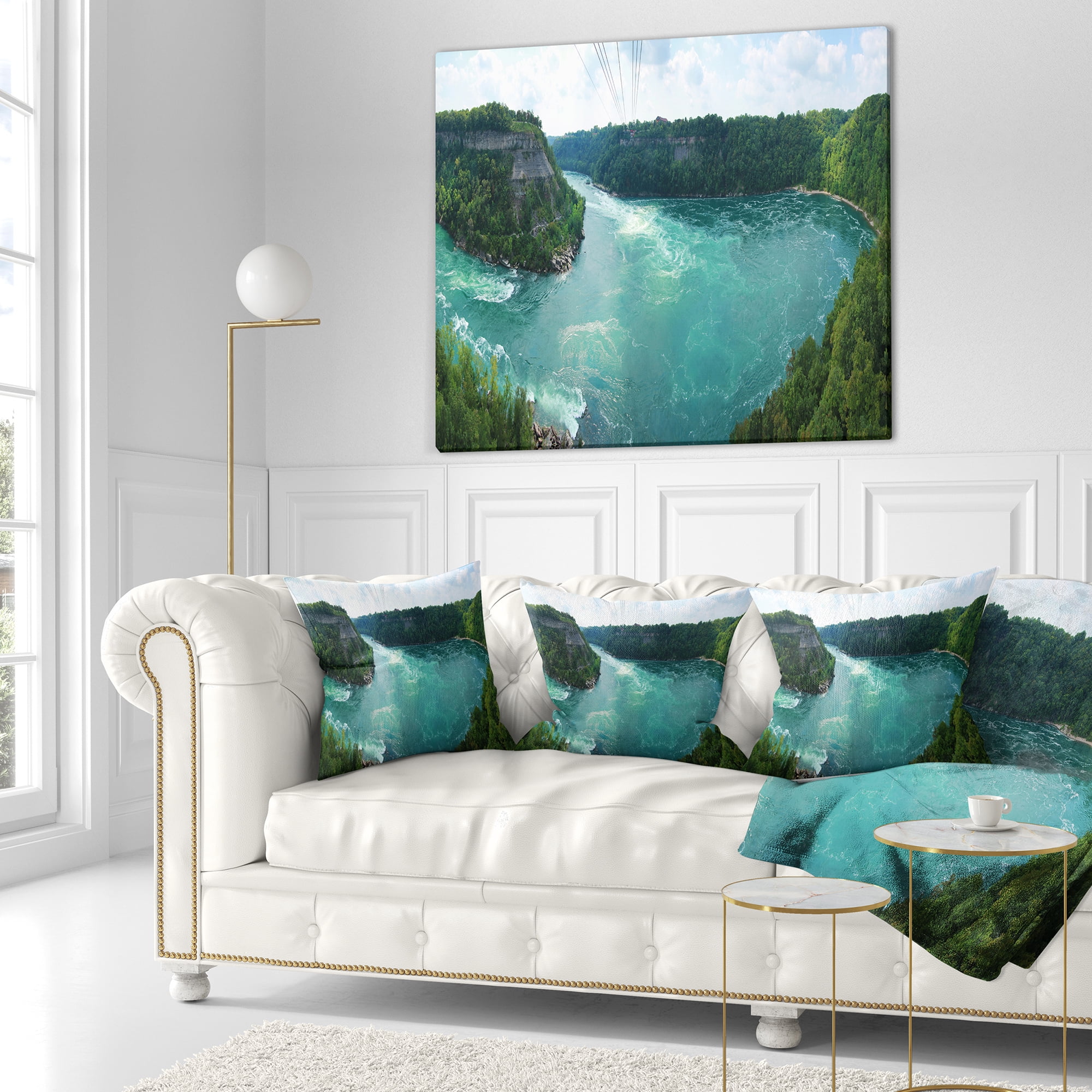 Designart Whirlpool Rapids - Landscape Photography Throw Pillow - 18x18