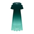 thumbnail image 4 of FAVIPT Sundress for Women Maxi Patchwork Ruffle Elegant Dresses Short Sleeve Crew Neck Dress Plus Size Loose Fit Lace Dresses 2025 Green,XXXXXL, 4 of 5