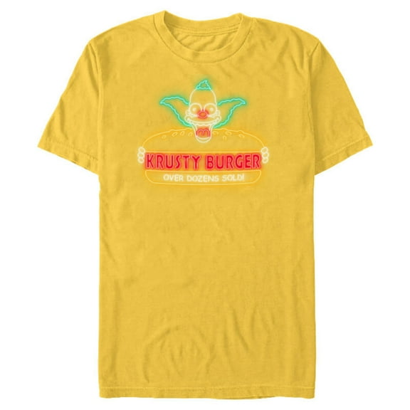The Simpsons Krusty Burger Over Dozens Sold Neon Sign - Short Sleeve Blended T-Shirt for Adults - Customized-Yellow