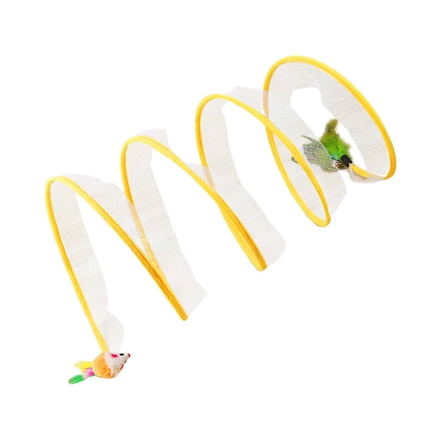 lionlar Cat Tunnel Toy Folding Kitten with Ball Interactive Cat Toy Rabbit Kitten Tunnel Yellow