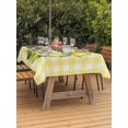 thumbnail image 3 of Outdoor Tablecloth with Umbrella Hole for Patio/Picnic/Party/Camping, Summer Fruits Waterproof Table Cloth Rectangle Table Cover Washable, Watercolor Lemon Leaves Wreath Yellow Plaid (54"x 80"), 3 of 8