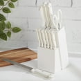 thumbnail image 4 of Basic Essentials 12 Piece Stainless Steel Kitchen Knife Set with Wood Block, White, 4 of 13