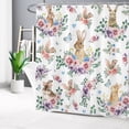 thumbnail image 2 of Easter Rabbit Shower Curtain for Bathroom,Colorful Floral with Butterfly and Eucalyptus Leaf Green Botanical Fabric Shower Curtain with Hooks,Spring Rustic Bathroom Curtains Shower Set, 72x78 inches, 2 of 8