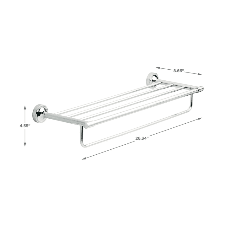 Voisin Modern 8.66 in. W Towel Shelf with Bar in Polished Chrome Voisin Modern 8.66 in. W Towel Shelf with Bar in Polished Chrome